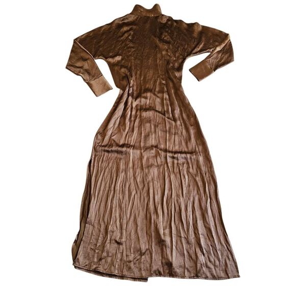 Madewell womens Sz 2 brown satin button front midi dress - Picture 4 of 9